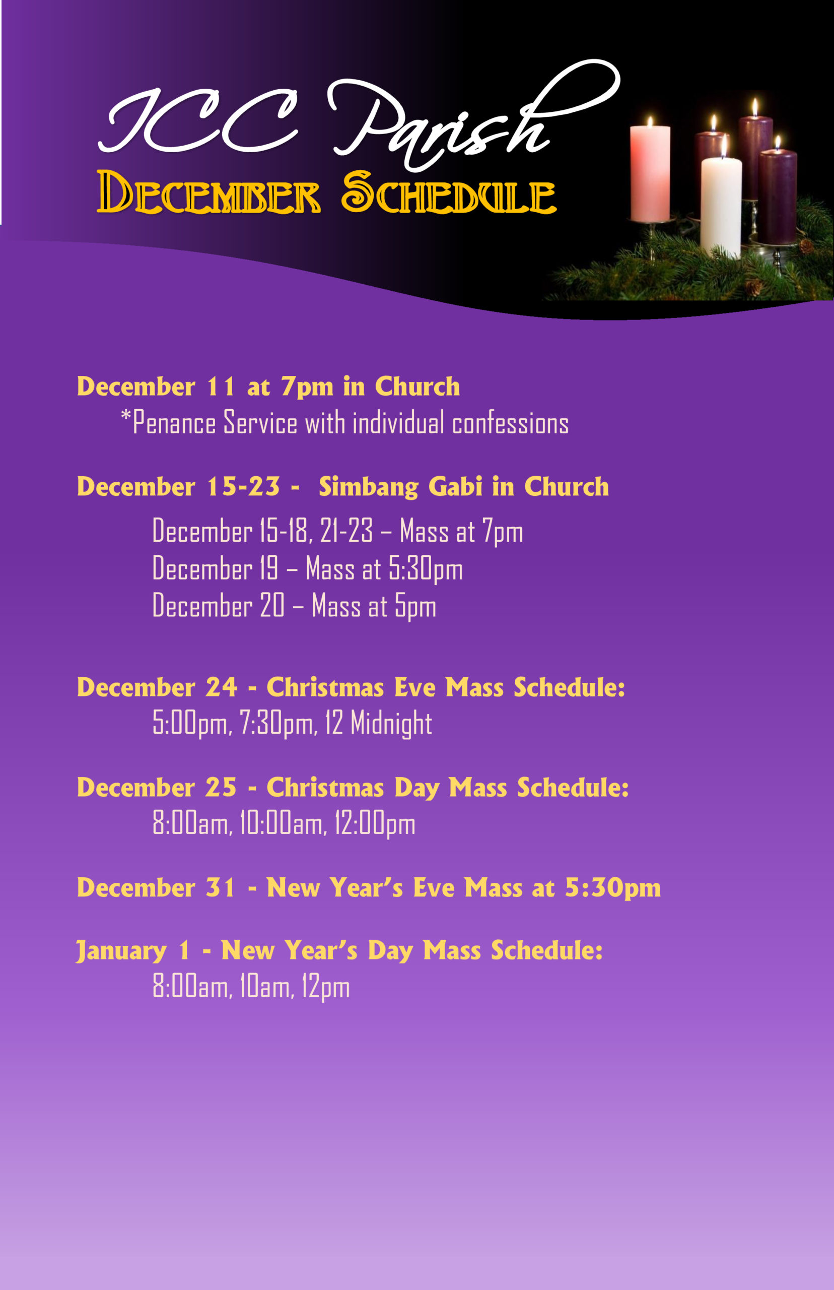 Immaculate Conception Church » ICC December Schedule
